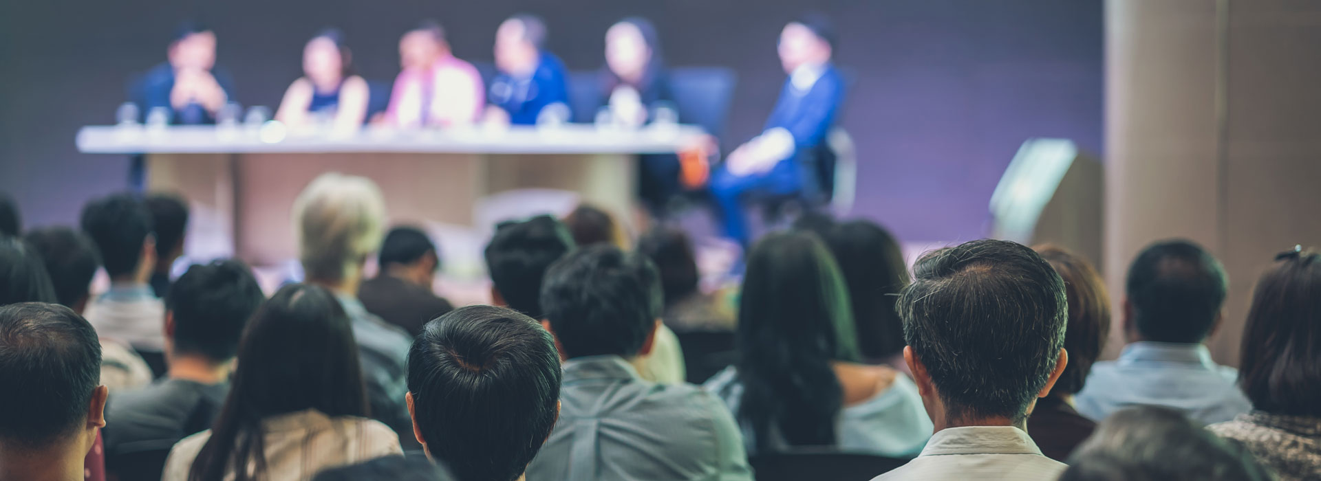People gathered at a convention center